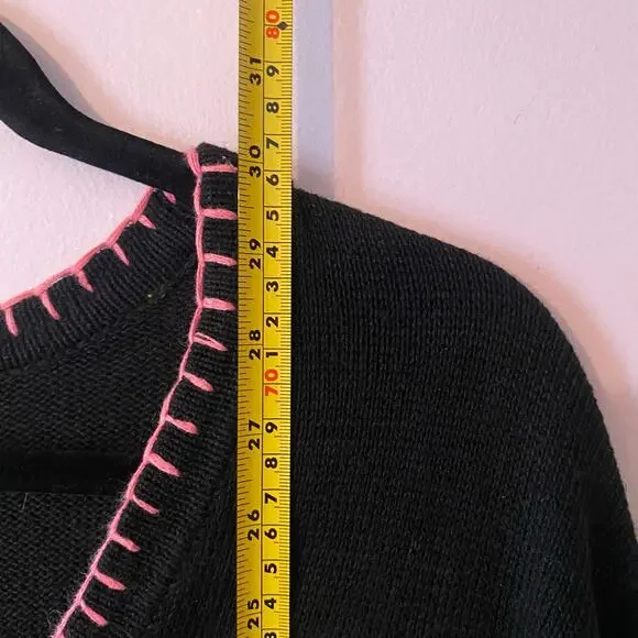 The Quacker Factory Black Knit Flamingo Sequin Tropical Cardigan Sweater 2XL - Picture 9 of 9